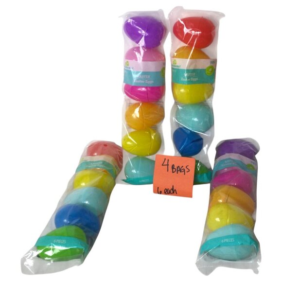 Lot of 4 Way to Celebrate Colorful Reusable Fillable Easter Eggs 6 Count Each - Picture 1 of 5
